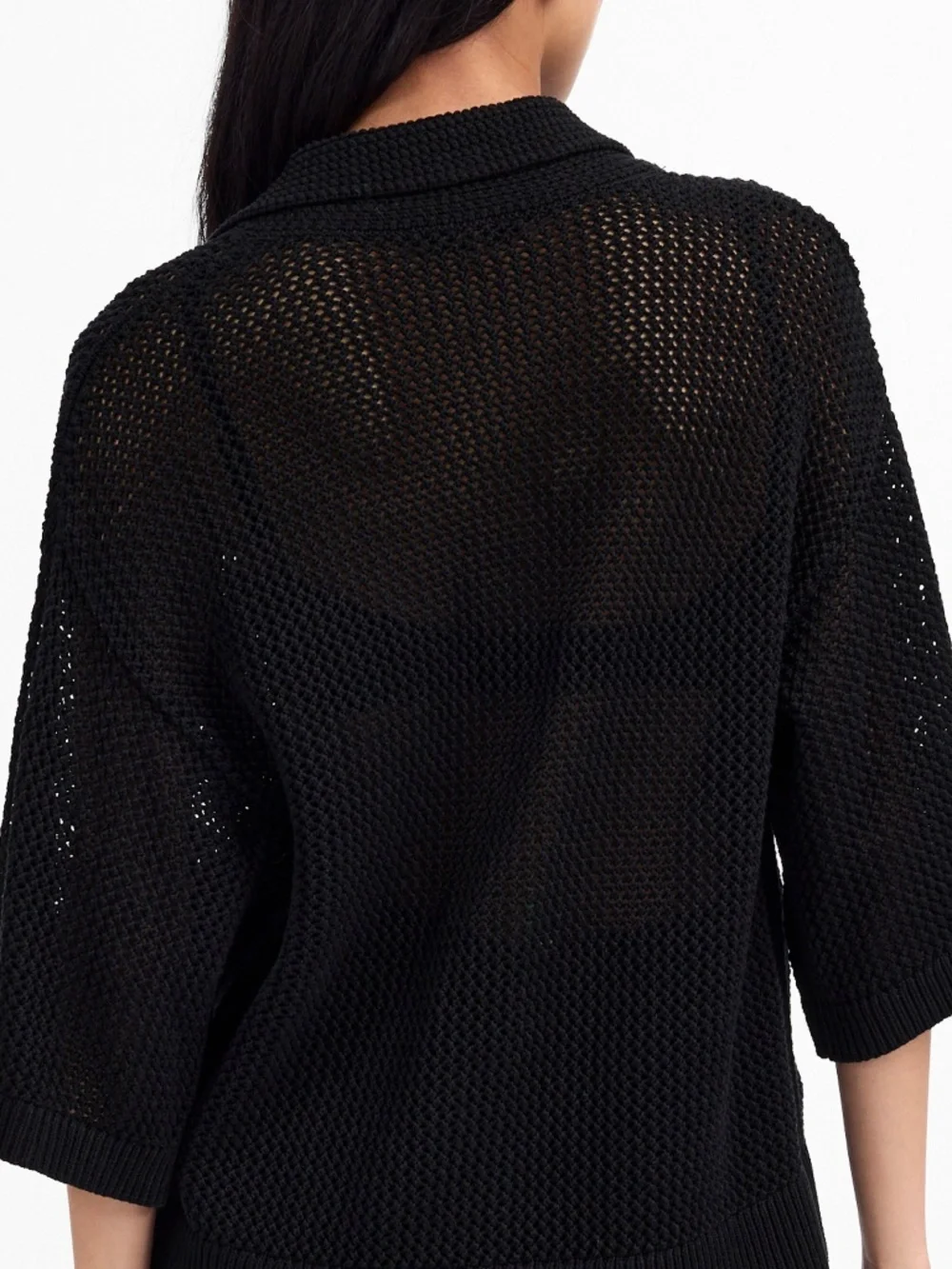 Madewell 100% cotton loose black knit short sleeve button up cardigan S/M - Picture 3 of 10